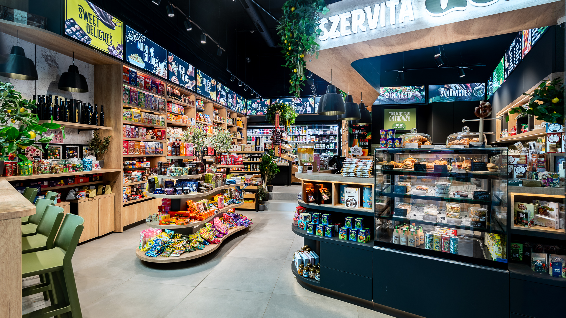 Prémium delikát üzlet modern berendezéssel – Szervita Deli referencia
